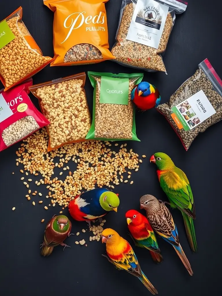 A variety of bird seeds and treats, showcasing the nutritional value and appeal to different bird species, promoting their health and vitality.